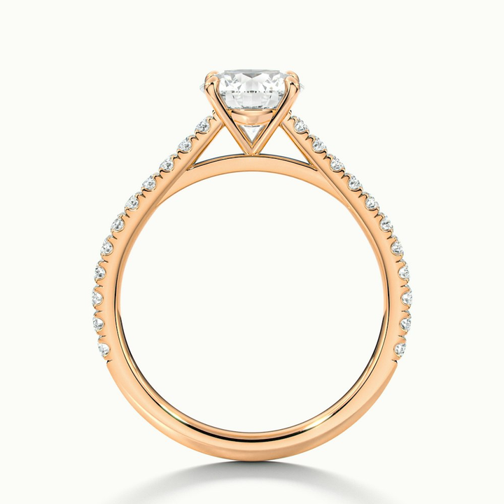 Hope 4 Carat Round Solitaire Scallop Lab Grown Diamond Ring in 14k Rose Gold