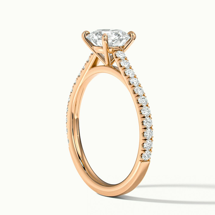 Hope 1 Carat Round Solitaire Scallop Lab Grown Diamond Ring in 10k Rose Gold