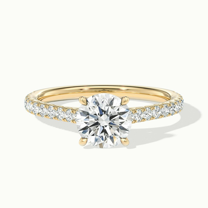 Carly 1.5 Carat Round Solitaire Scallop Moissanite Engagement Ring in 10k Yellow Gold