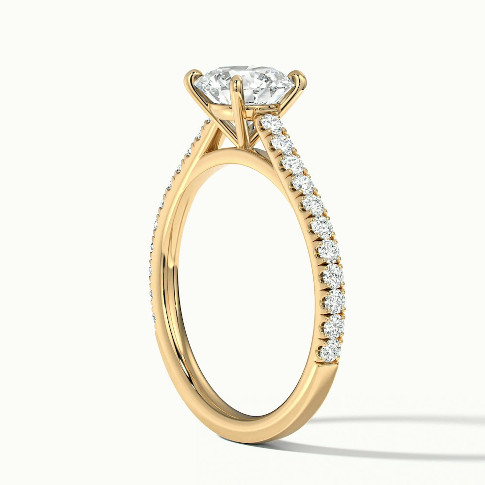 Hope 1.5 Carat Round Solitaire Scallop Lab Grown Diamond Ring in 10k Yellow Gold