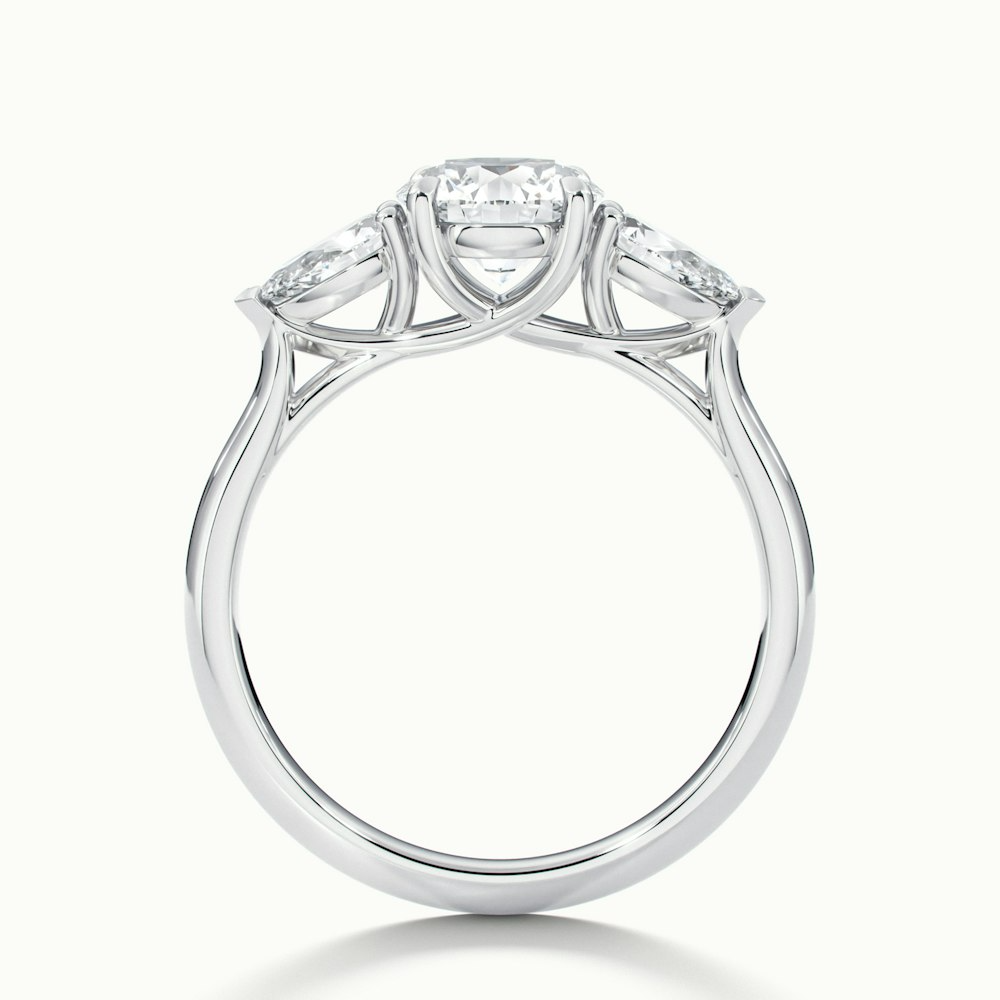 Kai 2 Carat Round 3 Stone Lab Grown Engagement Ring With Pear Side Stone in 10k White Gold
