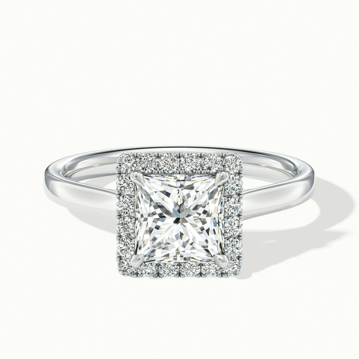 Ember 2 Carat Princess Cut Halo Lab Grown Diamond Ring in 14k White Gold