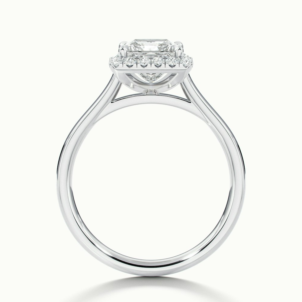Bela 1.5 Carat Princess Cut Halo Moissanite Engagement Ring in 18k White Gold