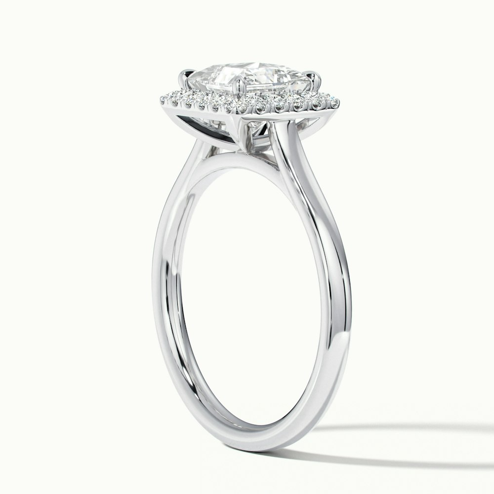Bela 2 Carat Princess Cut Halo Moissanite Engagement Ring in 14k White Gold