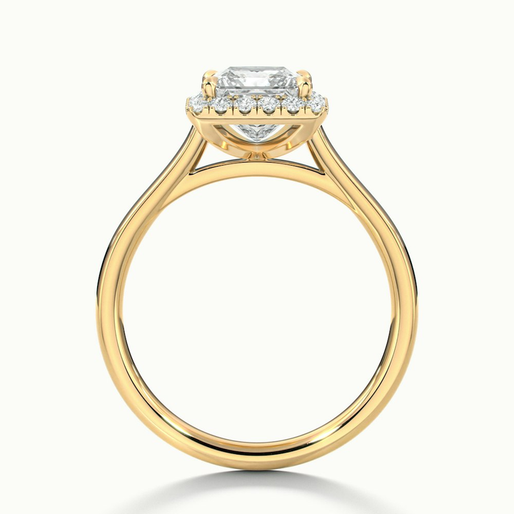 Bela 3 Carat Princess Cut Halo Moissanite Engagement Ring in 10k Yellow Gold