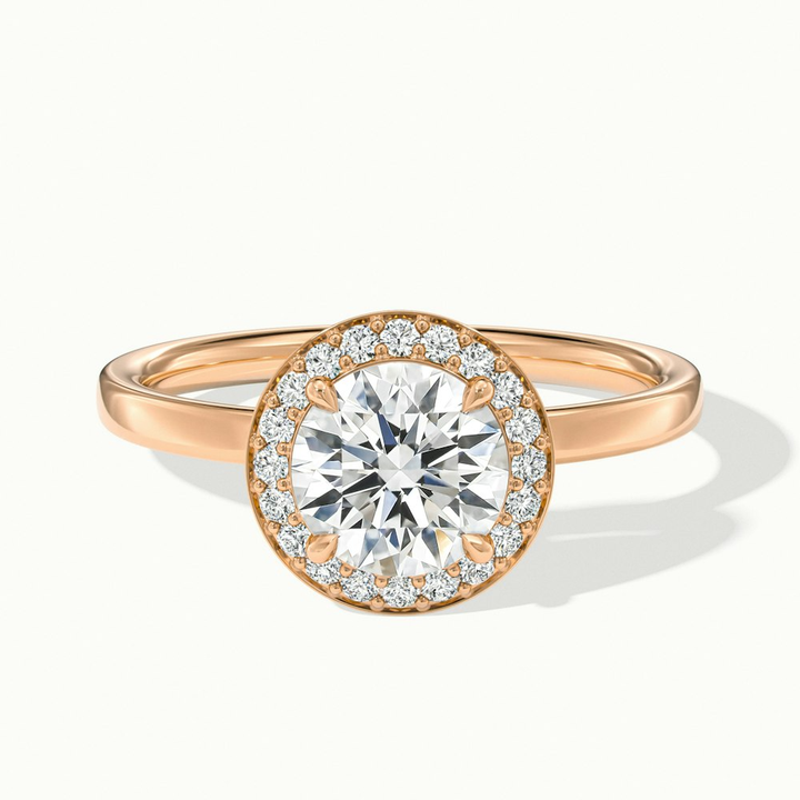 Arya 4 Carat Round Halo Pave Lab Grown Diamond Ring in 14k Rose Gold