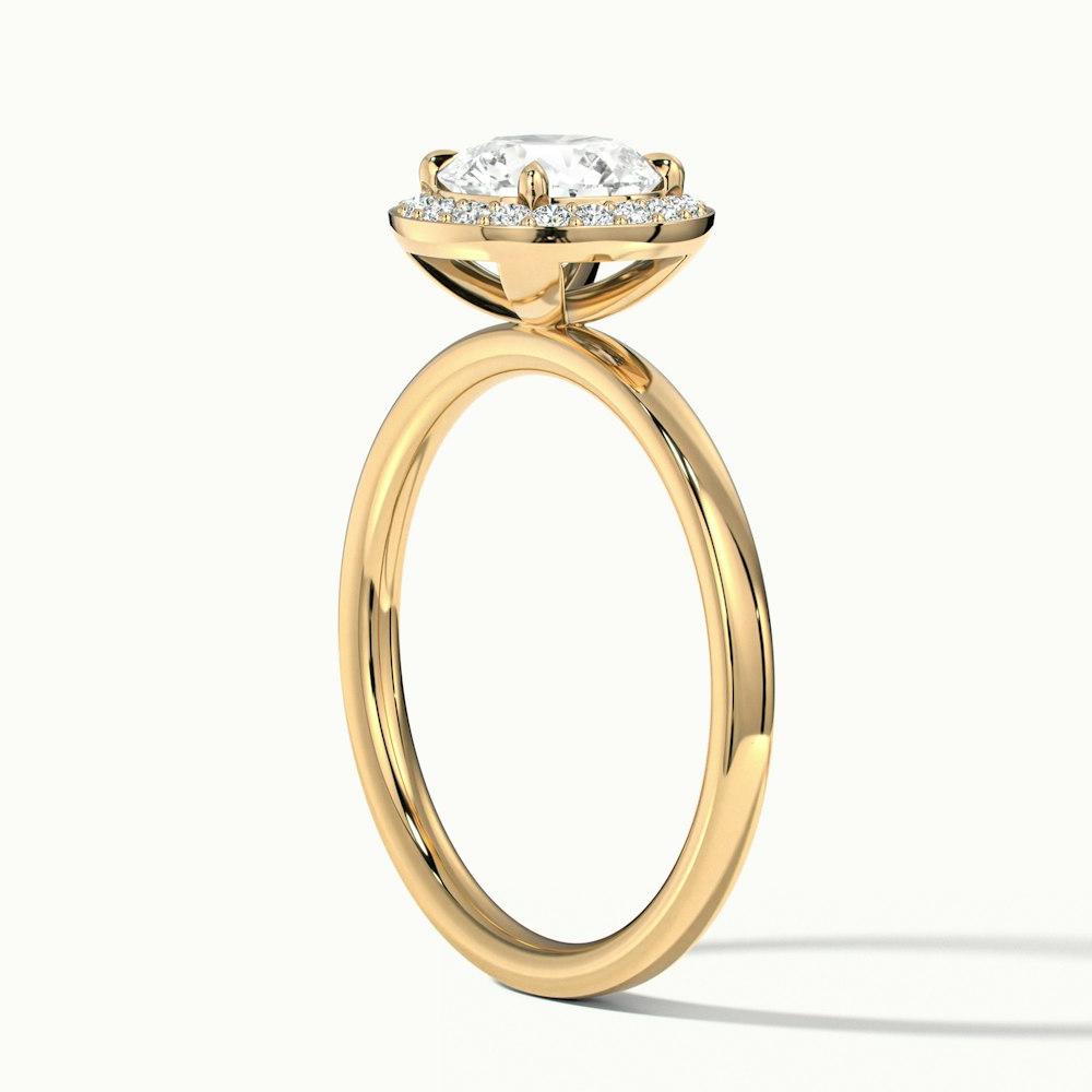 Aura 3 Carat Round Halo Pave Moissanite Engagement Ring in 10k Yellow Gold