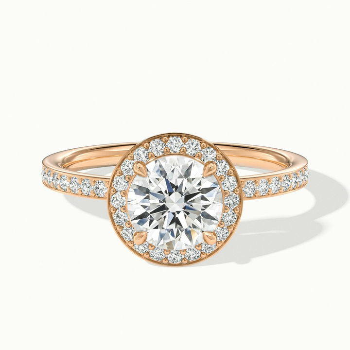 Lisa 1 Carat Round Halo Pave Lab Grown Diamond Ring in 10k Rose Gold