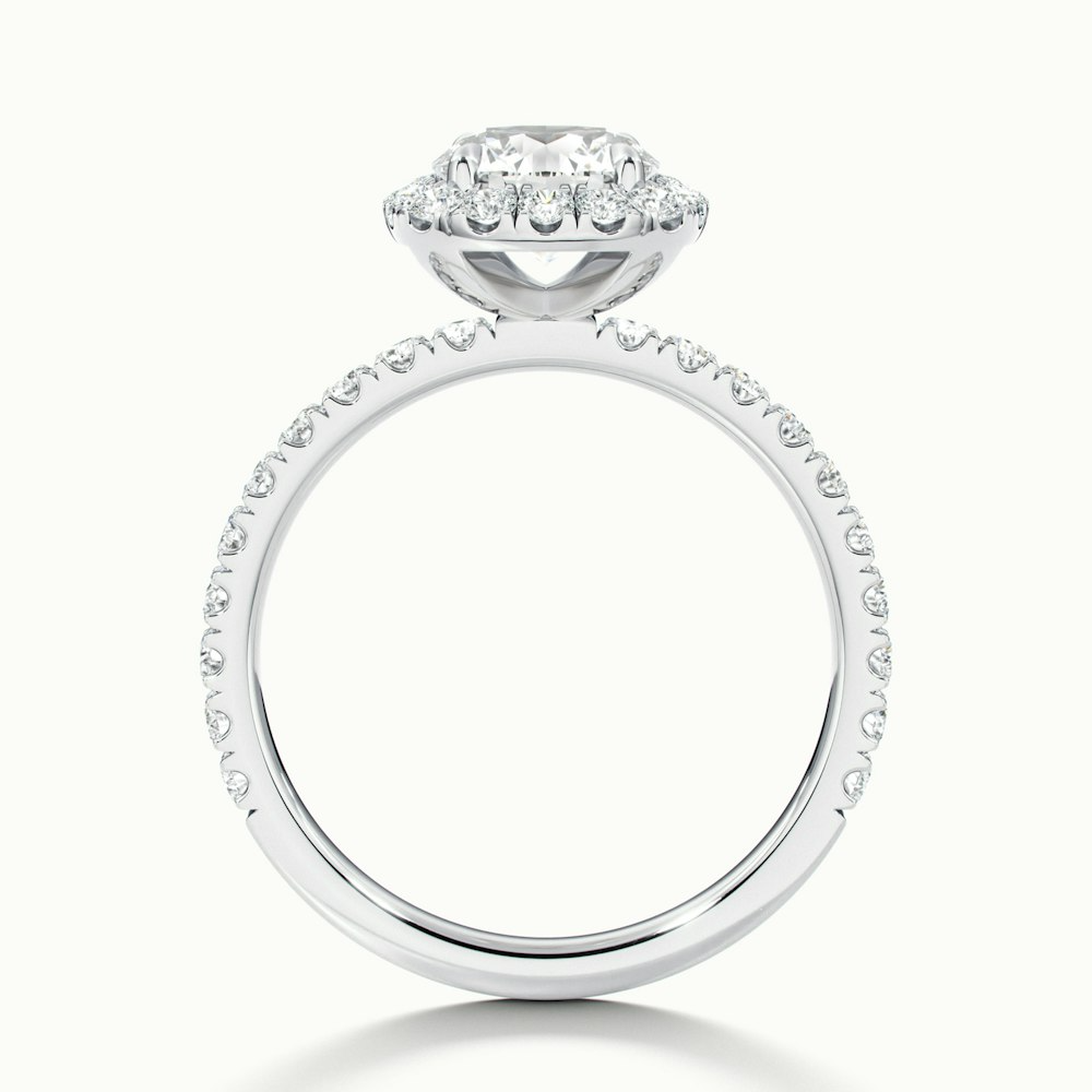 Adley 2.5 Carat Round Cut Halo Pave Lab Grown Diamond Ring in 10k White Gold