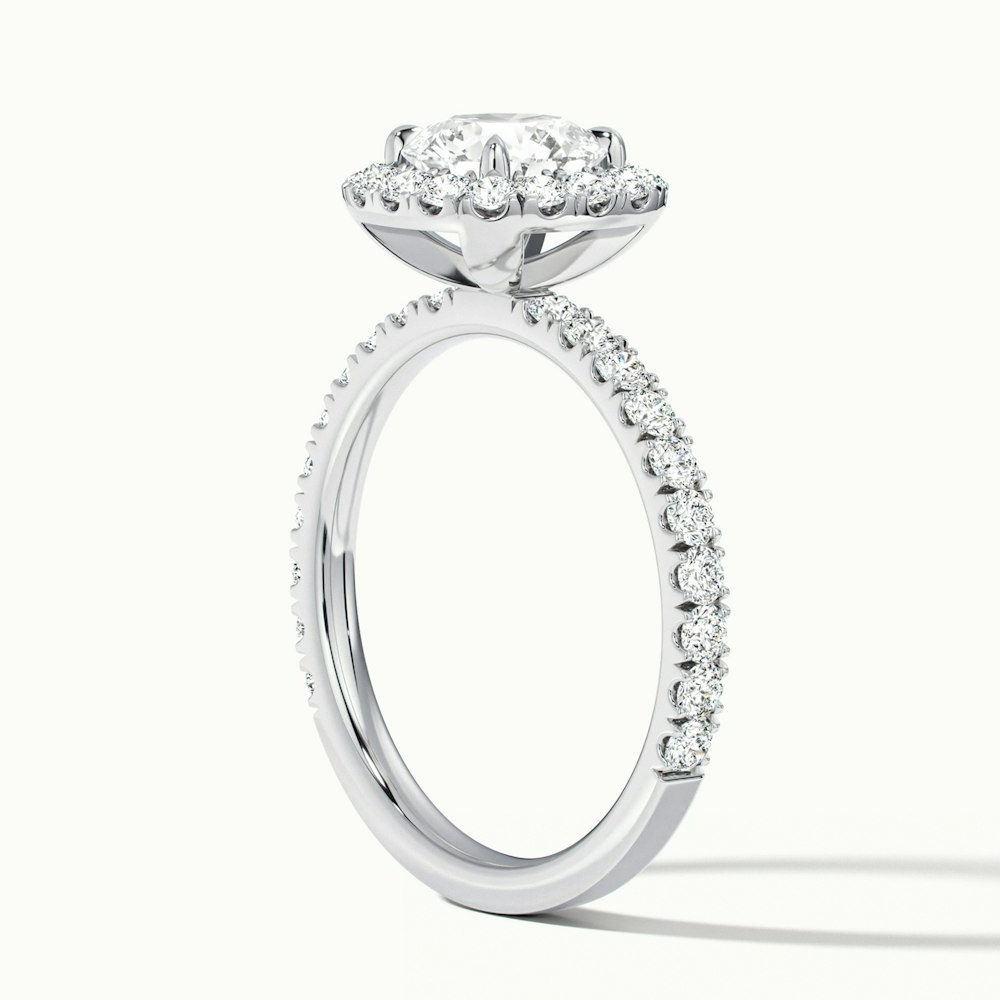 Adley 3 Carat Round Cut Halo Pave Lab Grown Diamond Ring in 10k White Gold