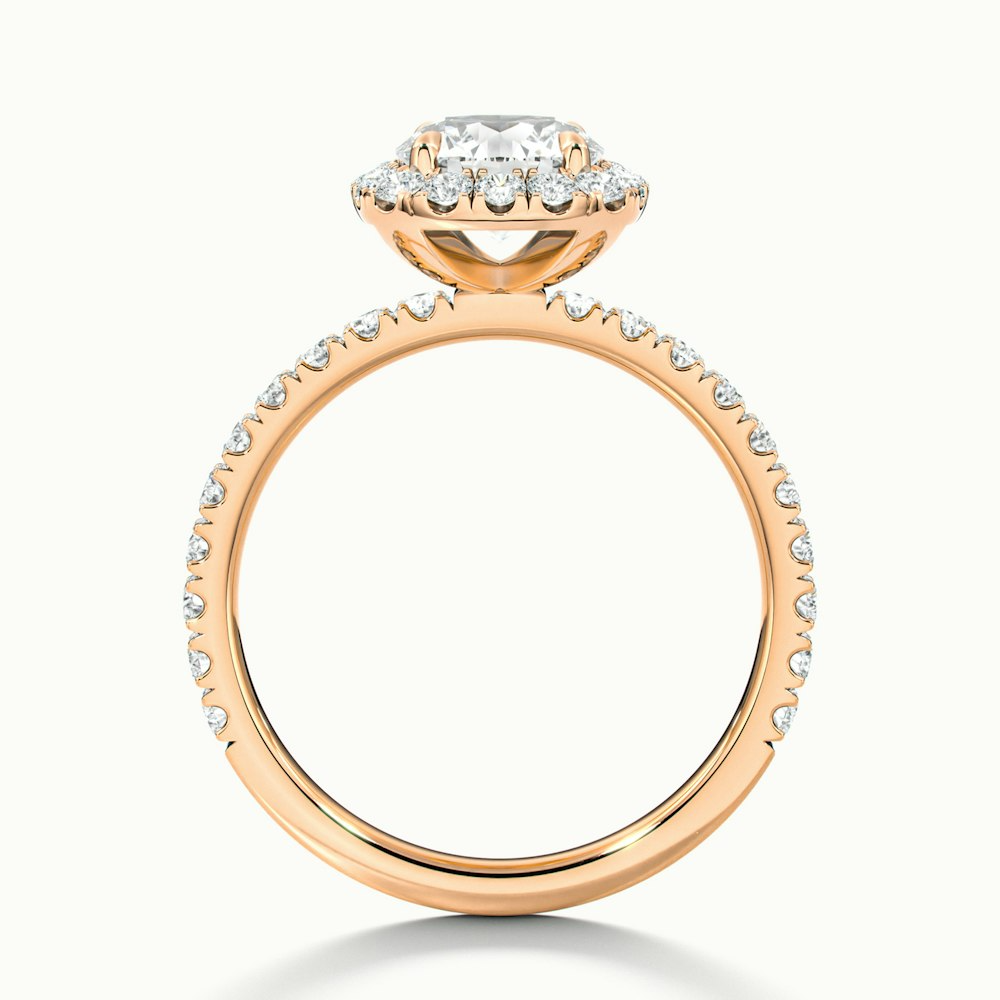 Zia 3 Carat Round Cut Halo Pave Moissanite Engagement Ring in 18k Rose Gold