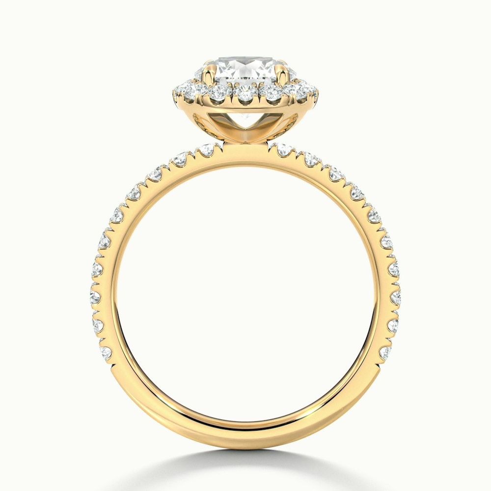 Adley 1.5 Carat Round Cut Halo Pave Lab Grown Diamond Ring in 10k Yellow Gold