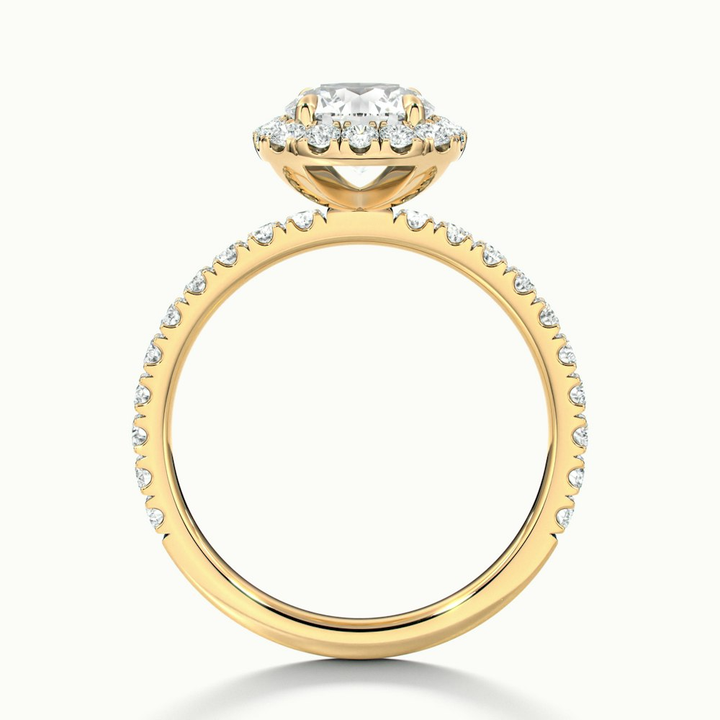 Zia 1 Carat Round Cut Halo Pave Moissanite Engagement Ring in 10k Yellow Gold