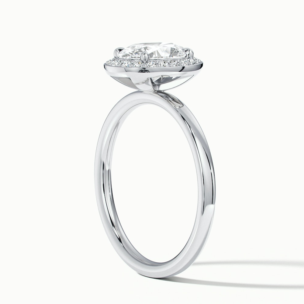 Joa 1 Carat Oval Halo Moissanite Engagement Ring in 10k White Gold