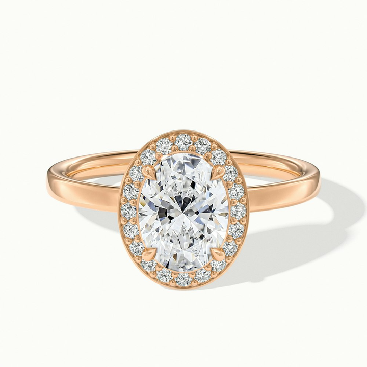 Aisha 1 Carat Oval Halo Lab Grown Diamond Ring in 14k Rose Gold