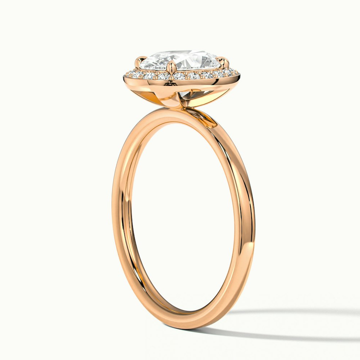 Aisha 3 Carat Oval Halo Lab Grown Diamond Ring in 18k Rose Gold