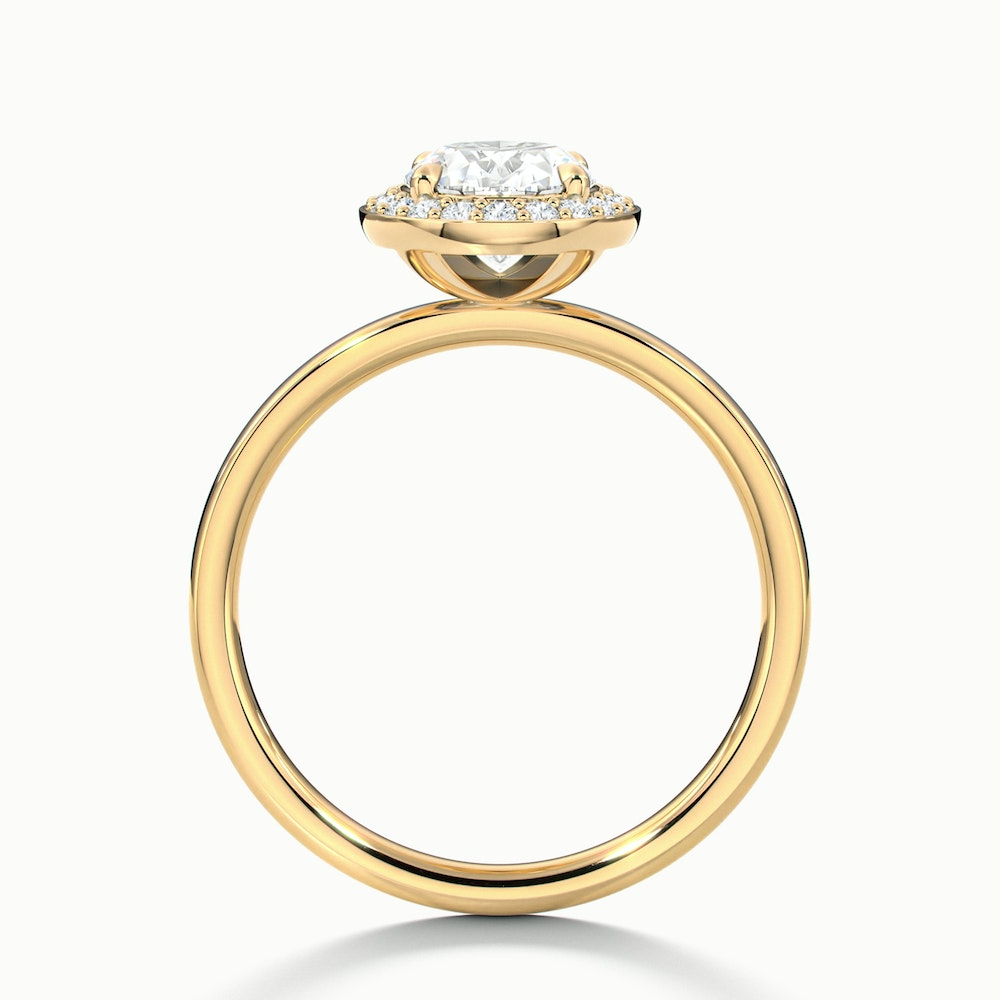 Aisha 1.5 Carat Oval Halo Lab Grown Diamond Ring in 10k Yellow Gold