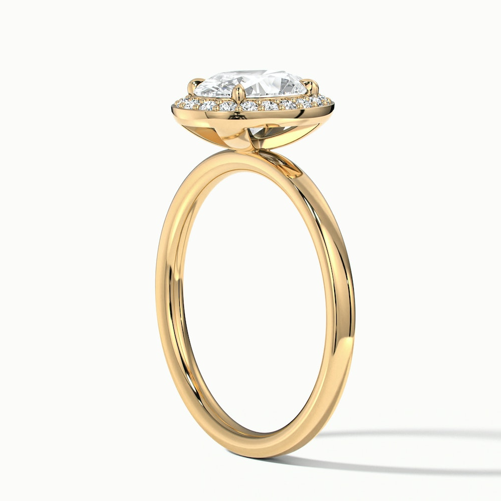 Aisha 1.5 Carat Oval Halo Lab Grown Diamond Ring in 18k Yellow Gold