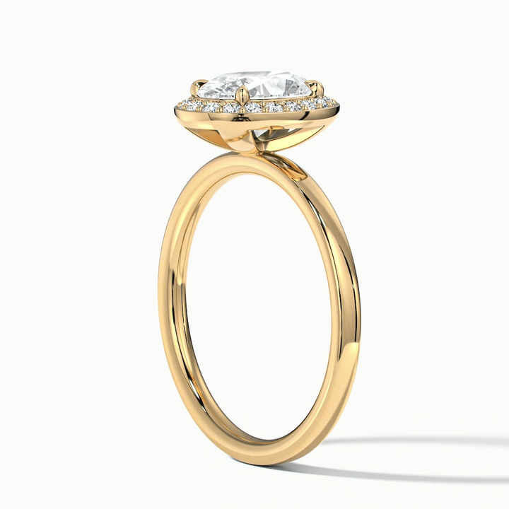 Aisha 1 Carat Oval Halo Lab Grown Diamond Ring in 14k Yellow Gold