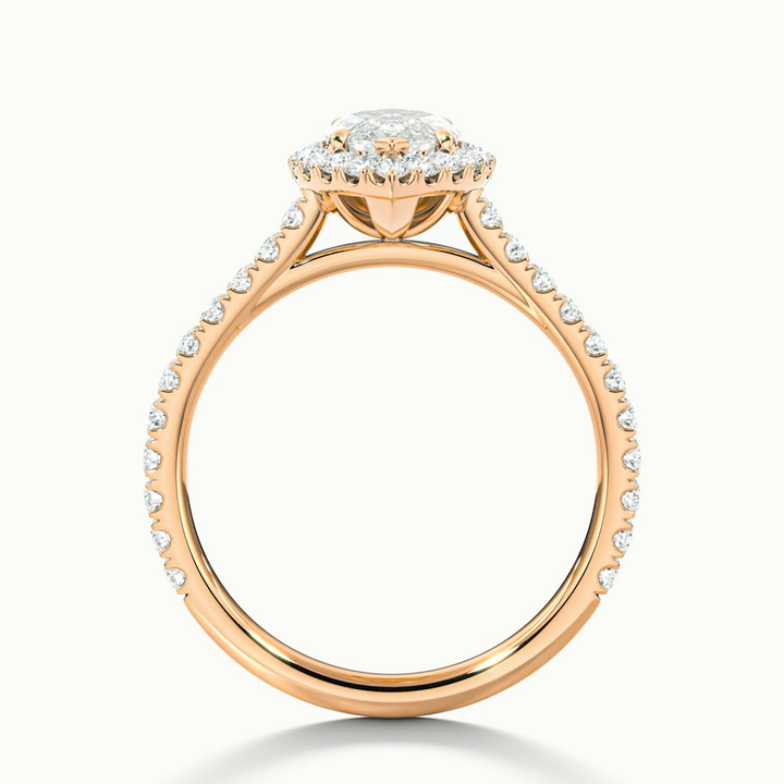 Alexa 1 Carat Marquise Halo Pave Lab Grown Diamond Ring in 10k Rose Gold