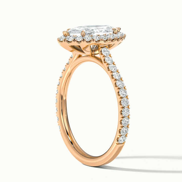 Anna 3.5 Carat Marquise Halo Pave Moissanite Engagement Ring in 10k Rose Gold