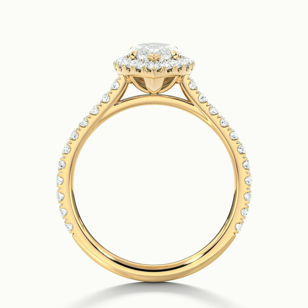 Alexa 1.5 Carat Marquise Halo Pave Lab Grown Diamond Ring in 18k Yellow Gold