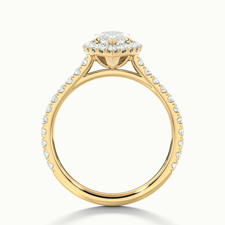 Anna 1 Carat Marquise Halo Pave Moissanite Engagement Ring in 14k Yellow Gold