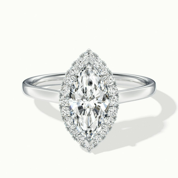 Anaya 2 Carat Marquise Halo Lab Grown Diamond Ring in 18k White Gold