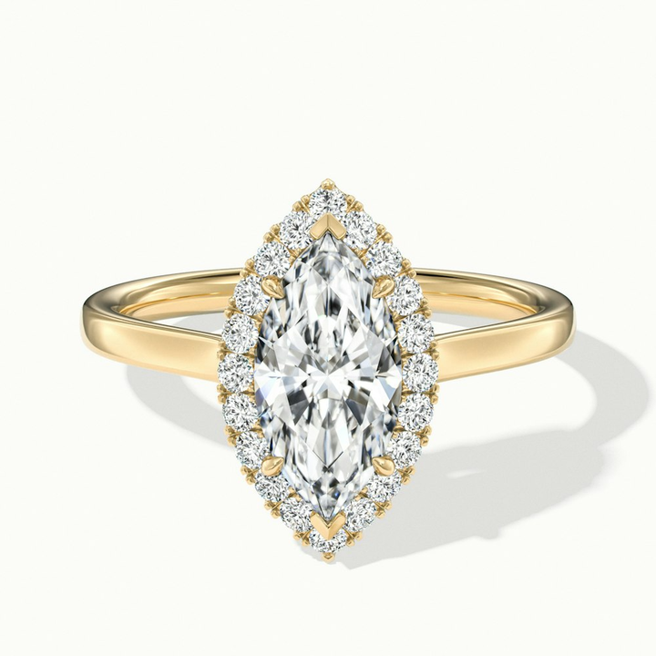 Anaya 3 Carat Marquise Halo Lab Grown Diamond Ring in 10k Yellow Gold