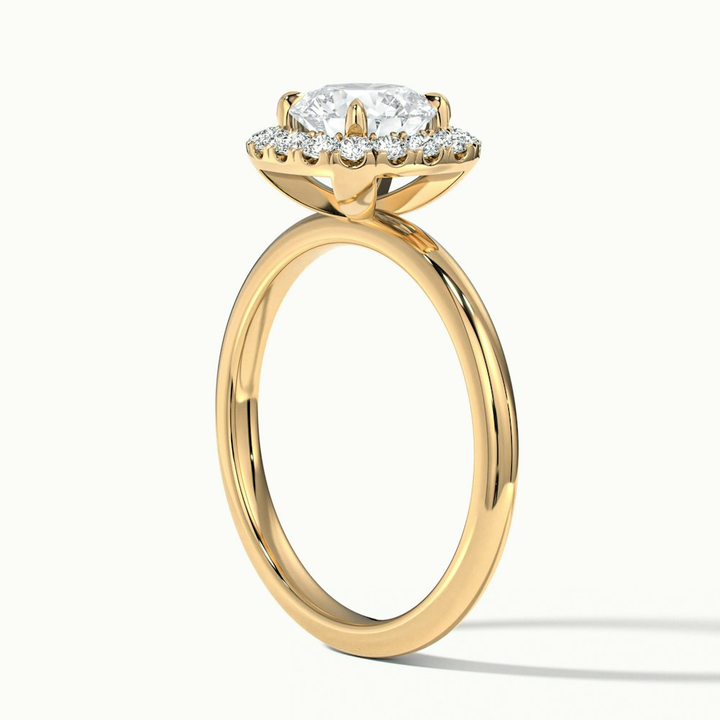 Angel 2 Carat Round Cut Halo Lab Grown Diamond Ring in 10k Yellow Gold