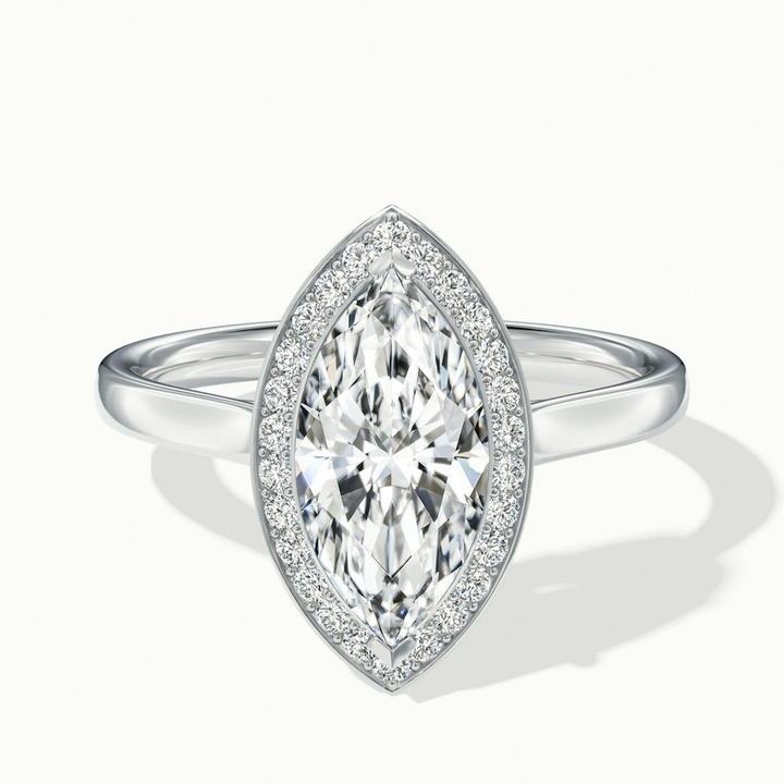 Carla 1 Carat Marquise Halo Lab Grown Diamond Ring in 10k White Gold
