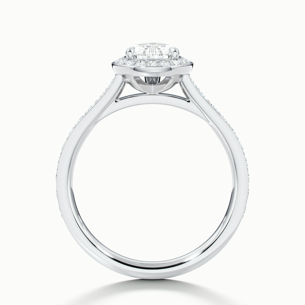 Zara 3 Carat Pear Halo Pave Lab Grown Engagement Ring in 14k White Gold