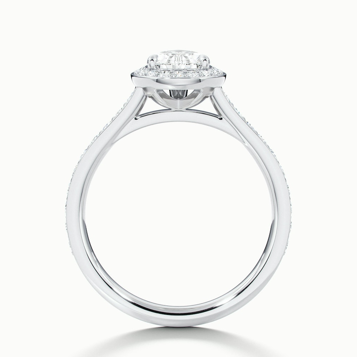 Elena 1 Carat Pear Halo Pave Moissanite Diamond Ring in 10k White Gold