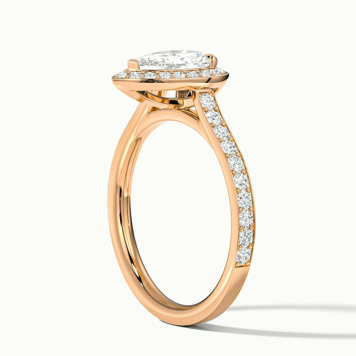 Zara 3.5 Carat Pear Halo Pave Lab Grown Engagement Ring in 10k Rose Gold