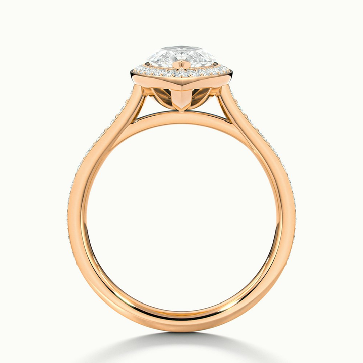 Lara 1 Carat Marquise Halo Pave Lab Grown Diamond Ring in 10k Rose Gold