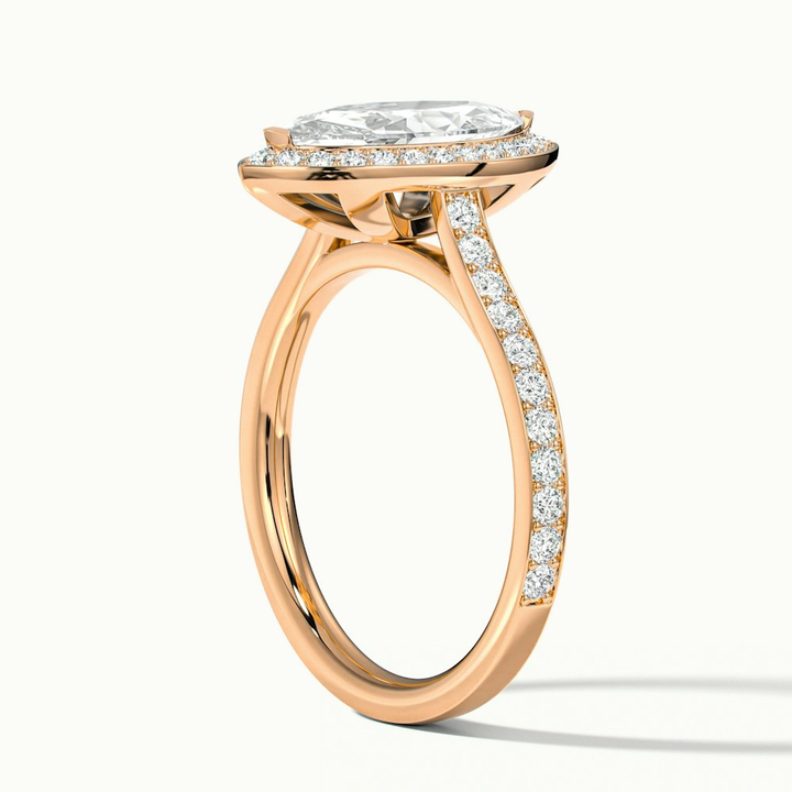 Ila 3 Carat Marquise Halo Pave Moissanite Engagement Ring in 18k Rose Gold