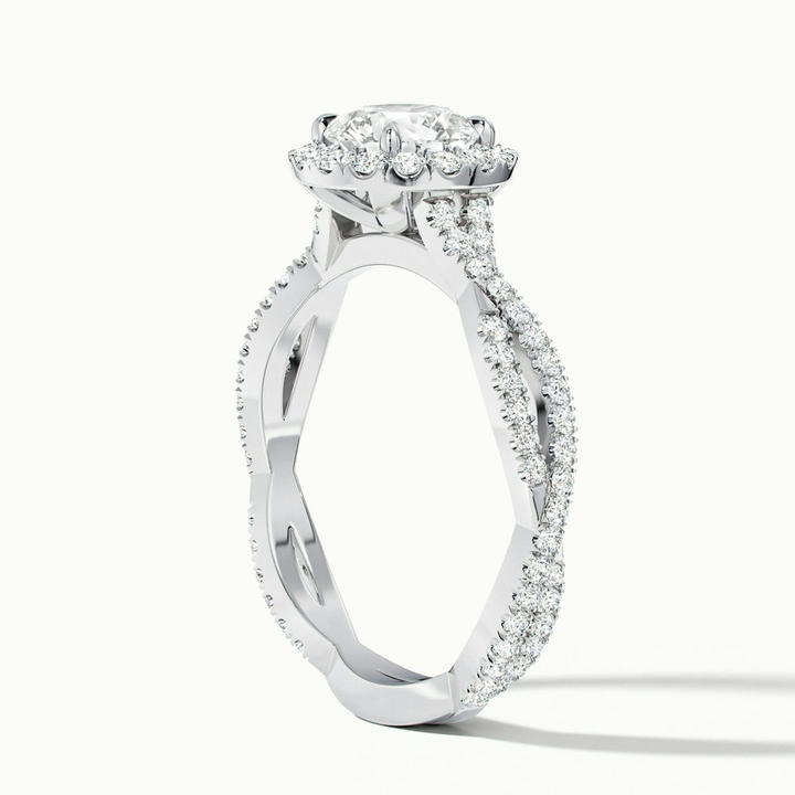 Riva 1 Carat Round Cut Halo Twisted Pave Moissanite Engagement Ring in 10k White Gold
