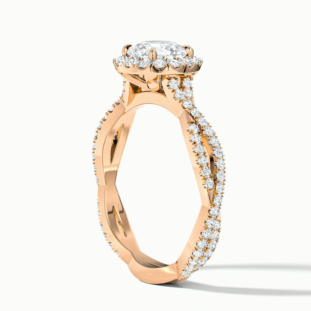 Lilly 2 Carat Round Cut Halo Twisted Pave Lab Grown Diamond Ring in 14k Rose Gold