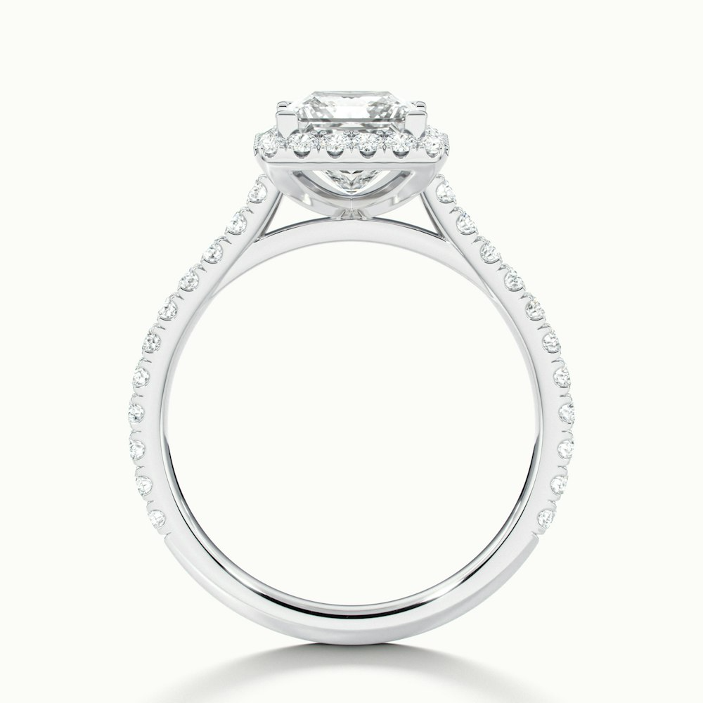 Love 1 Carat Princess Halo Pave Lab Grown Diamond Ring in 14k White Gold