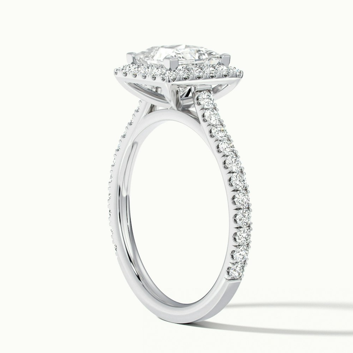 Rose 1 Carat Princess Halo Pave Moissanite Engagement Ring in 10k White Gold