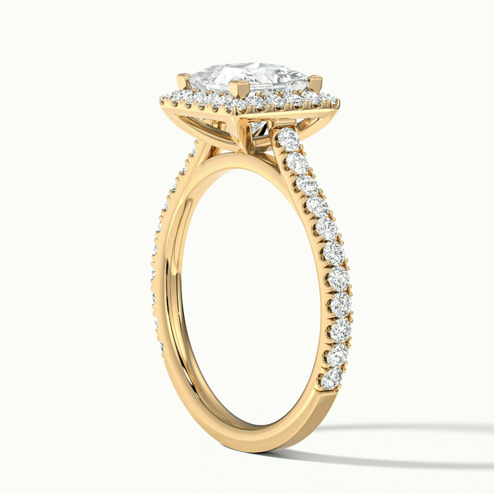 Rose 2 Carat Princess Halo Pave Moissanite Engagement Ring in 10k Yellow Gold