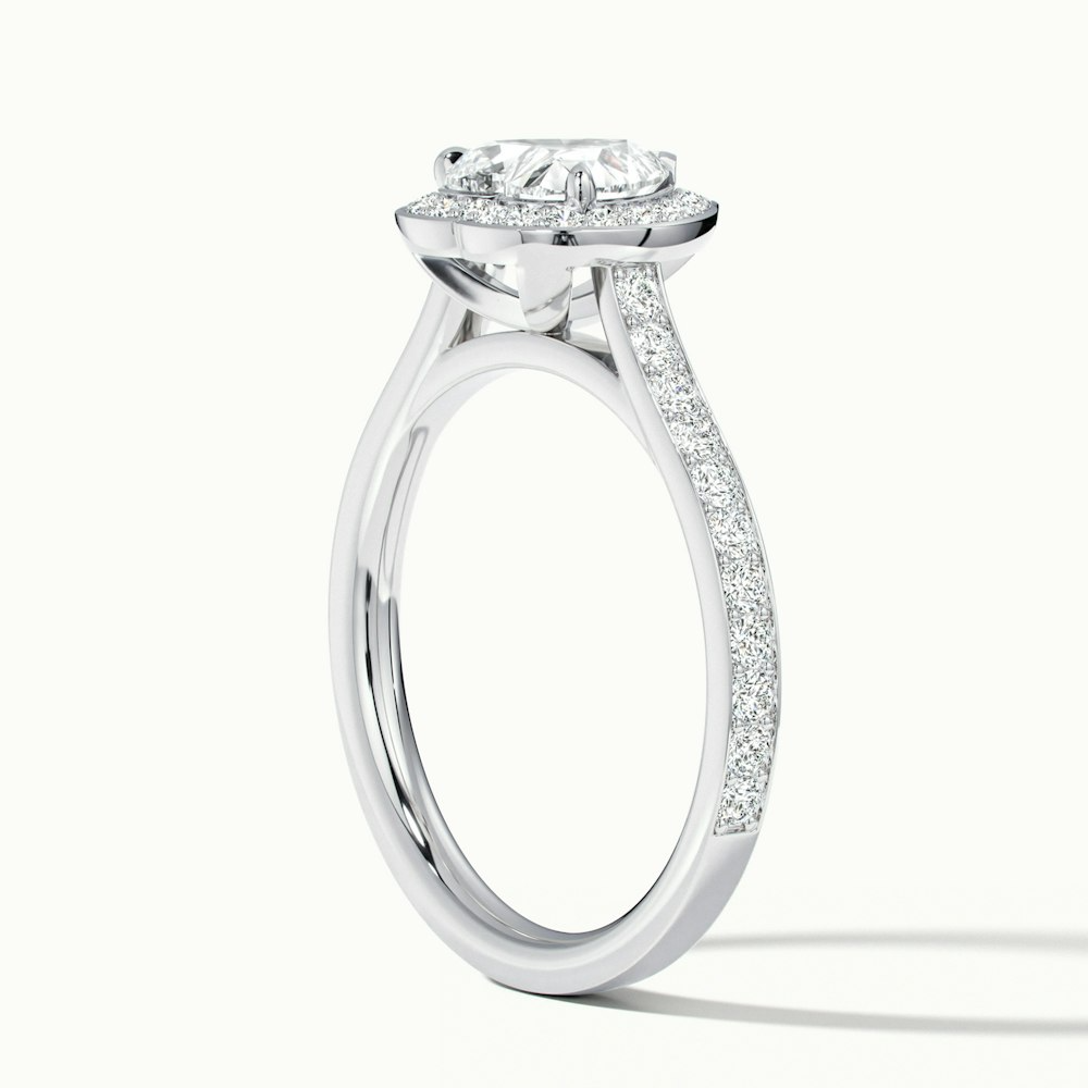 Macy 3 Carat Heart Shaped Halo Pave Lab Grown Diamond Ring in 10k White Gold
