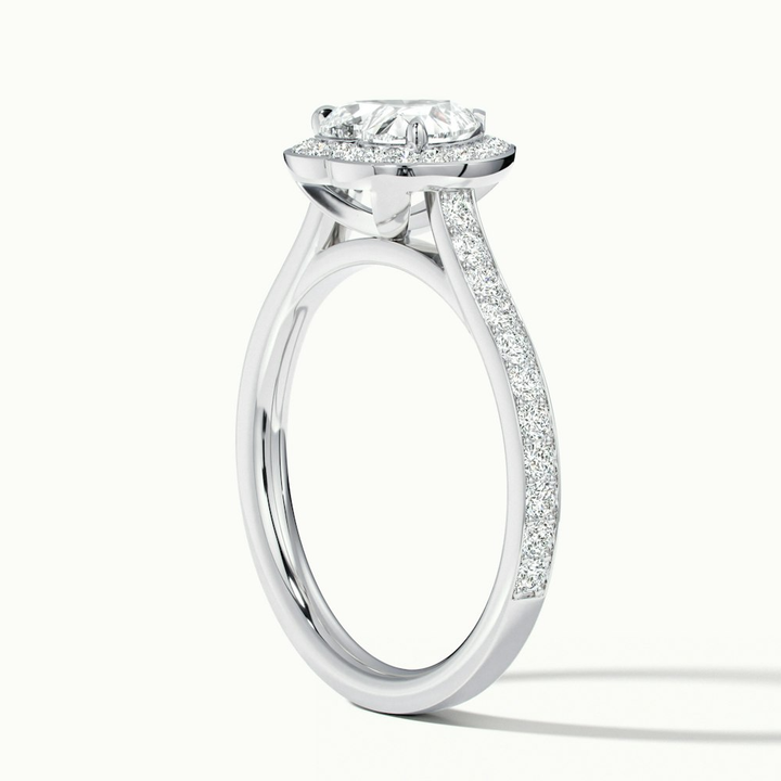 Macy 1 Carat Heart Shaped Halo Pave Lab Grown Diamond Ring in 14k White Gold