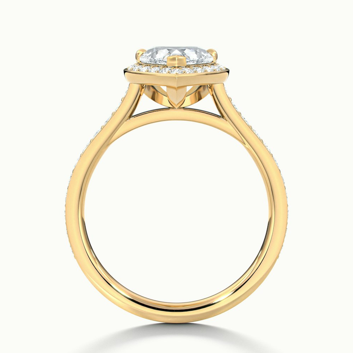 Macy 3 Carat Heart Shaped Halo Pave Lab Grown Diamond Ring in 10k Yellow Gold