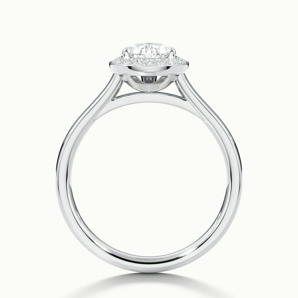 Nina 3 Carat Pear Halo Lab Grown Diamond Ring in 14k White Gold