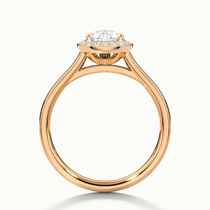 Siya 1 Carat Pear Halo Moissanite Engagement Ring in 14k Rose Gold