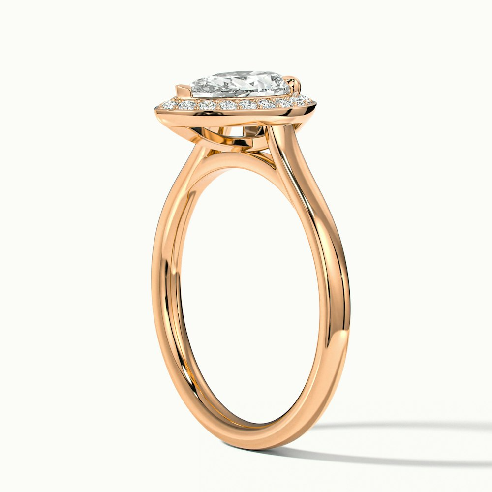 Siya 3 Carat Pear Halo Moissanite Engagement Ring in 18k Rose Gold