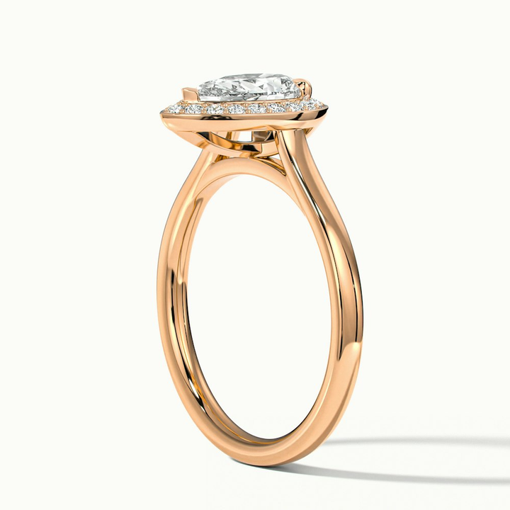 Siya 1 Carat Pear Halo Moissanite Engagement Ring in 14k Rose Gold