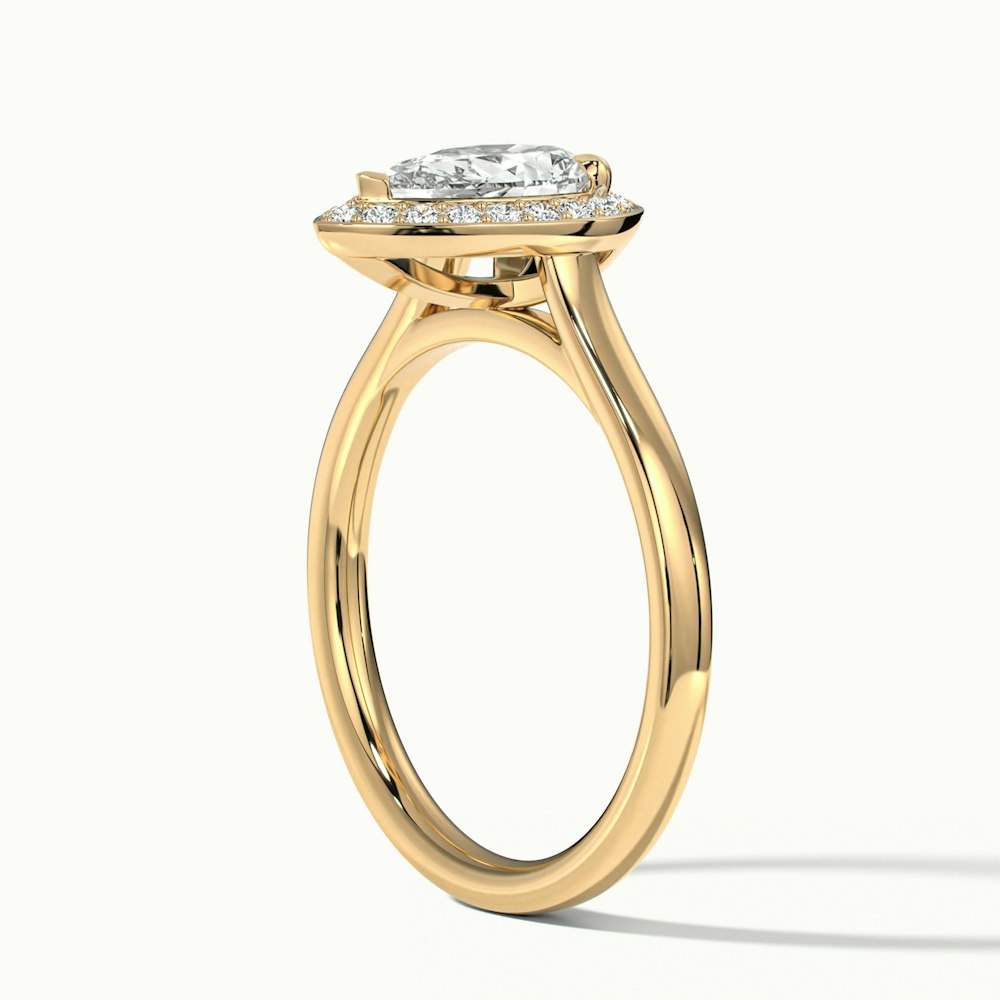 Nina 2 Carat Pear Halo Lab Grown Diamond Ring in 10k Yellow Gold