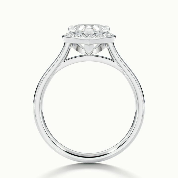Ruby 3 Carat Heart Halo Lab Grown Diamond Ring in 10k White Gold